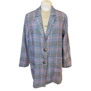 J. Jill Barleymult Plaid Oversized Textured Boyfriend Blazer Sz. XL